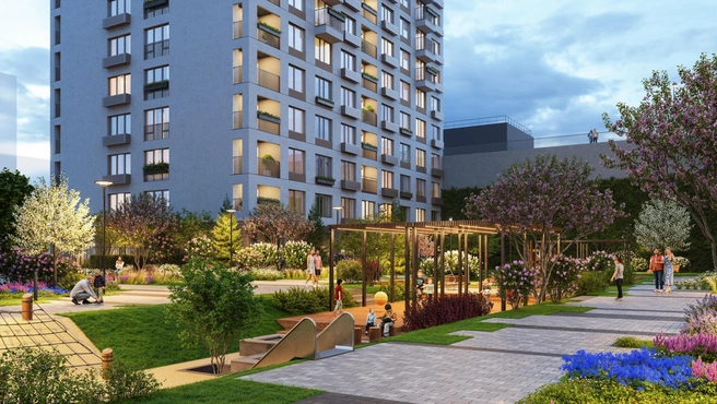 На крыше паркинга создадут амфитеатр для мероприятий и спортивную площадку, доступные только для жителей комплекса  | Источник: Мидгард