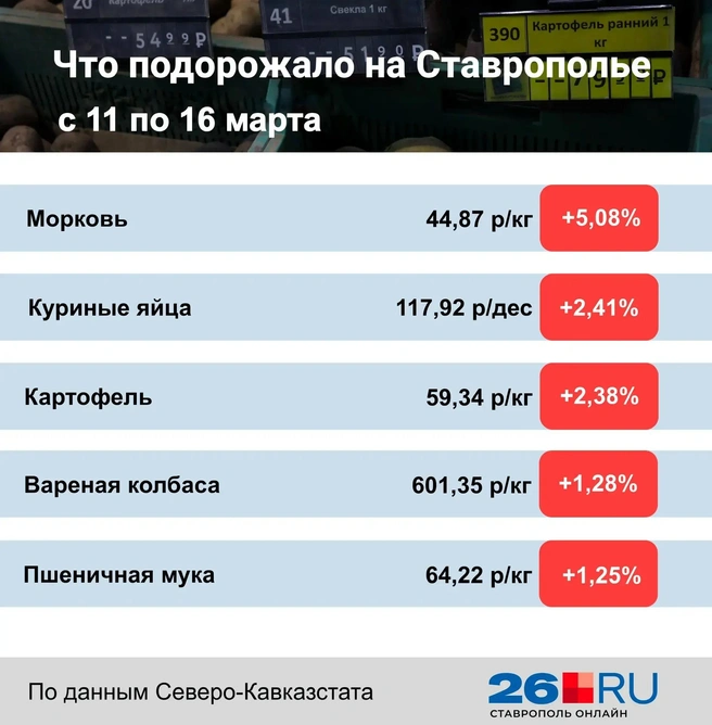 Статистика цен на продукты | Источник: Дарья Гранкина / 26.RU