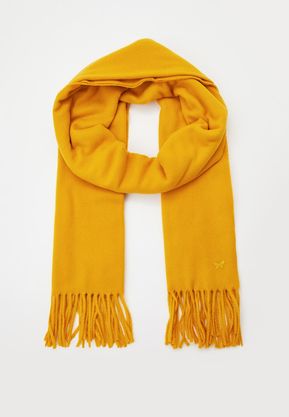 Желтый шарф из шерсти с кисточками