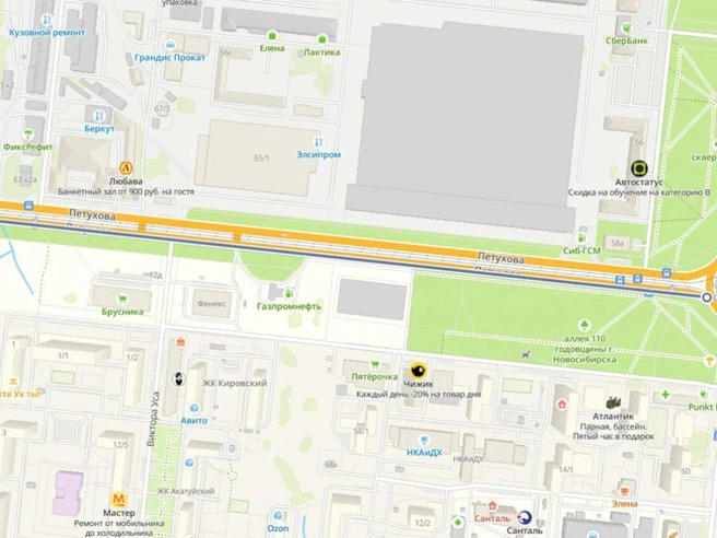 Протяженность участка составляет около километра | Источник: 2GIS
