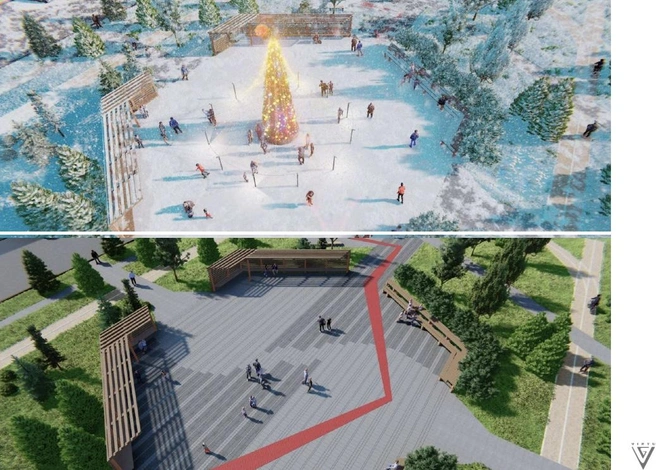 Зимой будут организованы каток и снежные горки | Источник: Virtu Group, Green.novo-sibirsk.ru