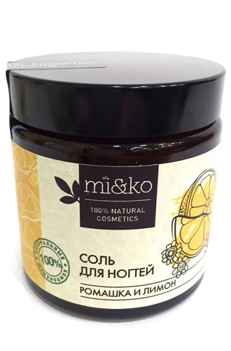Соль для ногтей «Ромашка и лимон» для питания и укрепления ногтей и замедления роста кутикулы, Ми&Ко