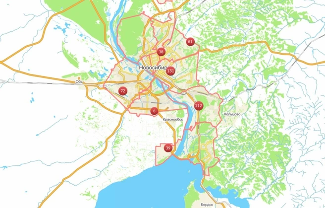 Сейчас света нет в нескольких районах города | Источник: map.novo-sibirsk.ru