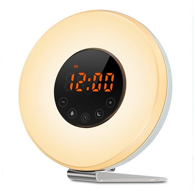 Умный будильник, часы электронные настольные, световой радио-будильник с имитацией восхода и заката солнца, LED-дисплей, FM-радио, Bluetooth