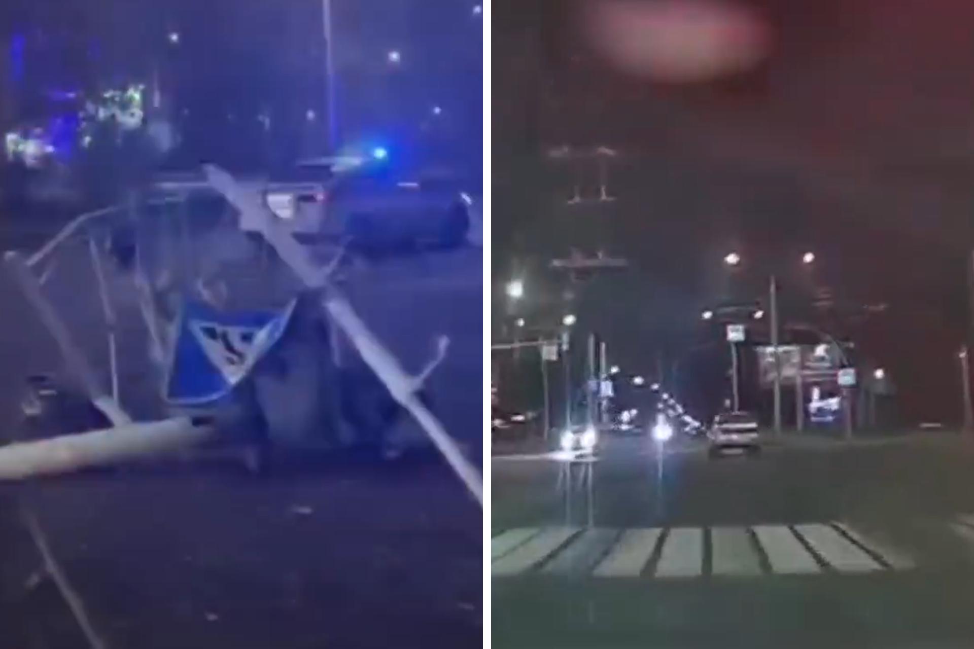 Пьяный омич пытался уехать от полицейских и влетел в светофор — видео погони