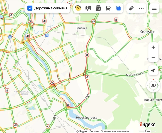 ДТП на КАД попало на видео. Пробка — почти 10 км  | www.fontanka.ru