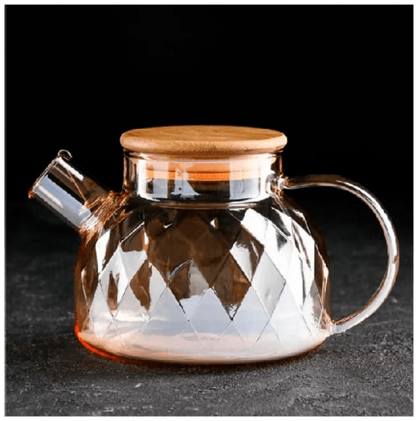 Чайник заварочный стеклянный с крышкой и фильтром 1000 мл / чайник стеклянный заварочный / чайник для плиты / заварочный чайник