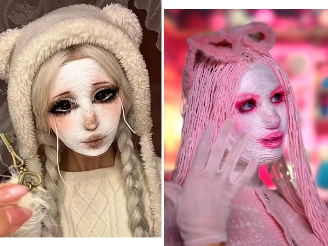 Макияж «вязаной куклы»: что не так с жутким бьюти-трендом из TikTok | marieclaire.ru