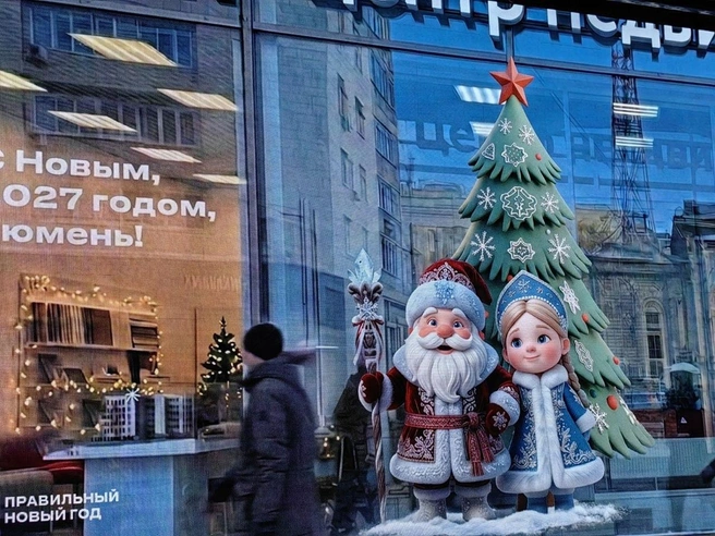 Витрины магазинов тоже могут сделать праздничными. | Источник: Павел Красоткин / 72.RU