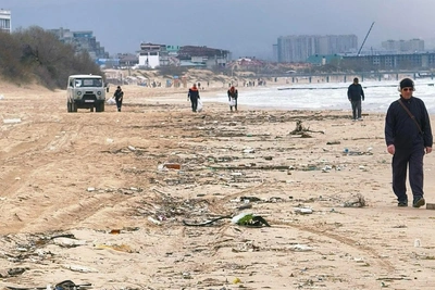 Мусор на пляжах Анапы после шторма