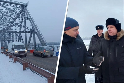 На ж/д мосту в Архангельске появилась сквозная дыра