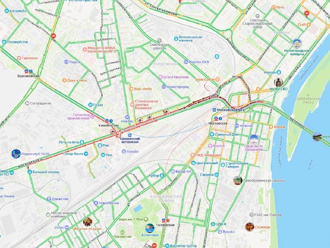 Затор после ДТП в Нижнем Новгороде | Источник: «Яндекс. Карты»