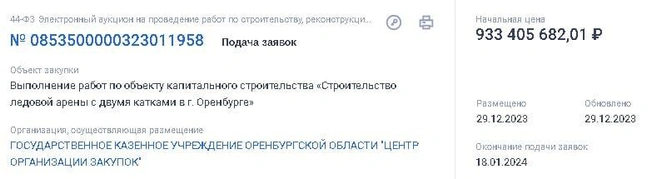 И 933 миллиона рублей | Источник: Госзакупки