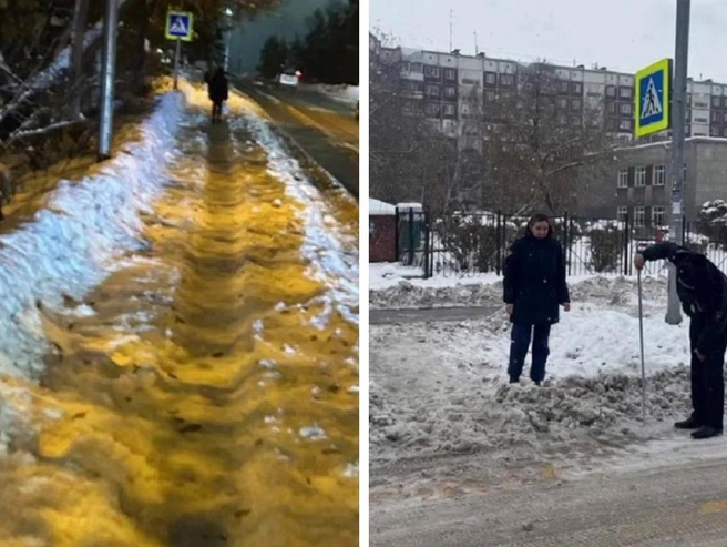 Ведомство продемонстрировало фотографии заснеженных участков дорог. | Источник: Прокуратура Новосибирской области 