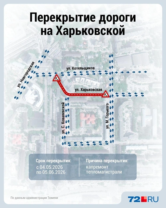 План перекрытия Харьковской  | Источник: Дмитрий Гладышев / 72.RU