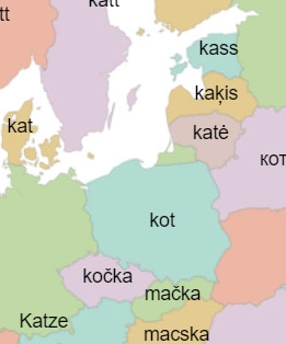Карта: как произносится слово «кот» на разных европейских языках