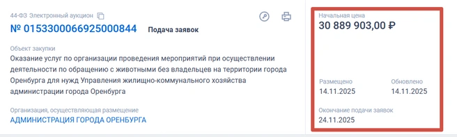Тендер № 15 | Источник: Госзакупки