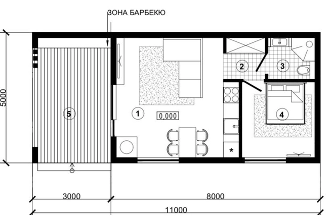 Дом «Барн 35» площадью 25 кв. м с террасой 12,5 кв. м за 1 090 000 ₽ | Источник: DvaBobra
