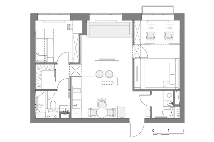 Квартира 57 м² для семьи с ребенком и двумя кошками