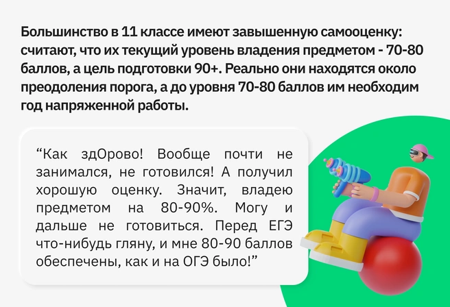 Ошибочные завышенные представления об уровне собственной подготовки ежегодно приводят многих выпускников к плачевным последствиям | Источник: Ирина Калмыкова