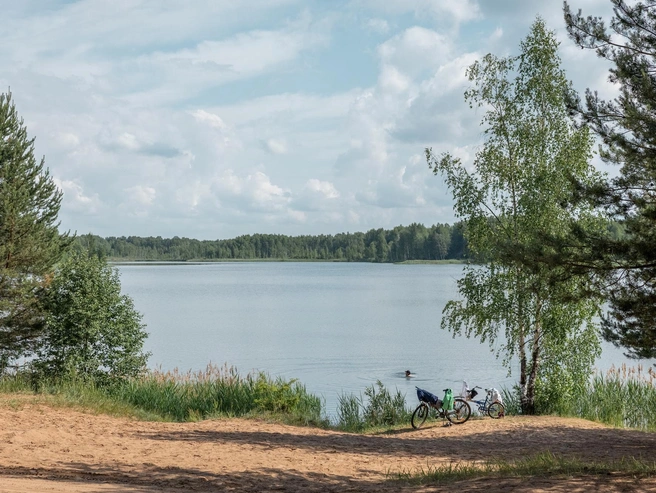 Некоторые горожане приезжают купаться на велосипедах | Источник: Александр Куренной / 76.RU
