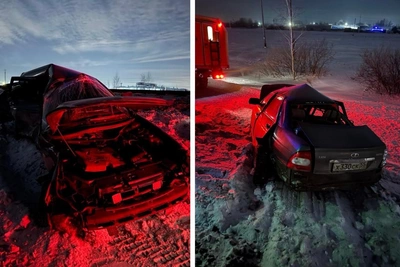 Car crushed in half in collision with freight train, photos show