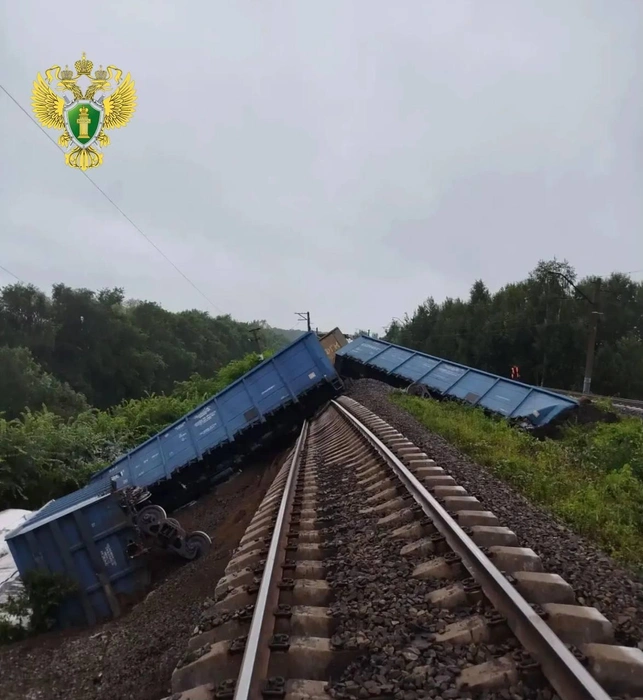 Сход вагонов с рельсов из-за размыва грунта в Пермском крае