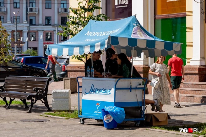 Прилавки стоят в разных частях центра Ярославля | Источник: Кирилл Поверинов / 76.RU