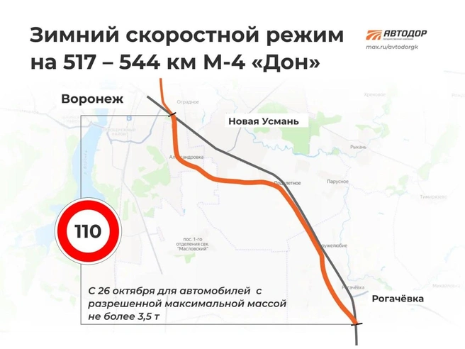 Участок, на котором ввели ограничения | Источник: «Автодор» / T.me