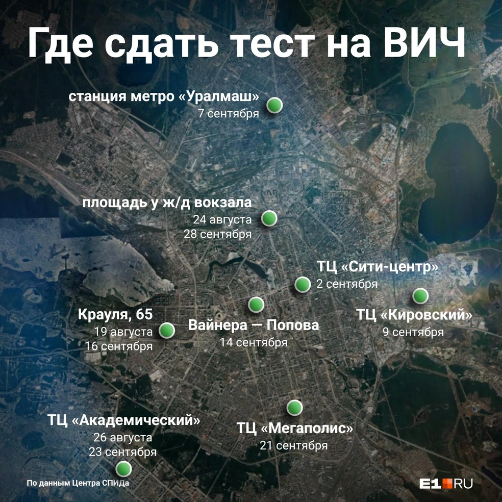 Где в Екатеринбурге бесплатно и без очереди сдать тест на ВИЧ, август —  сентябрь 2022 года - 18 августа 2022 - Е1.ру