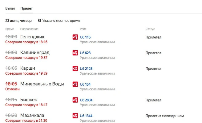 Онлайн-табло Домодедово горит красным | Источник: «Яндекс. Расписания»
