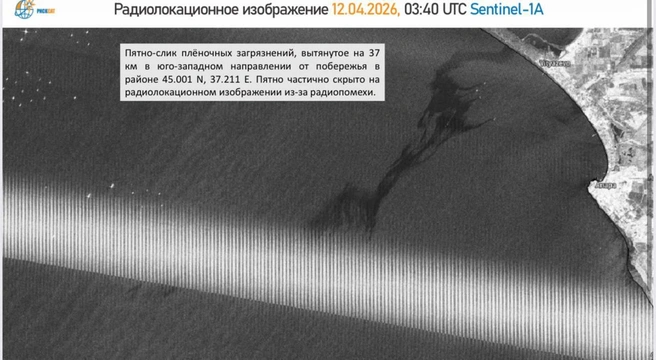 Нефтяное пятно разорвало ветром на части | Источник: twrussia / T.me