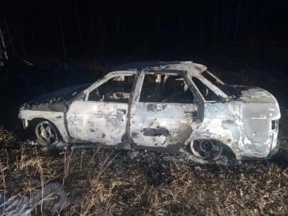 Сожженный в безлюдном месте автомобиль | Источник: СУ СК РФ по Тюменской области