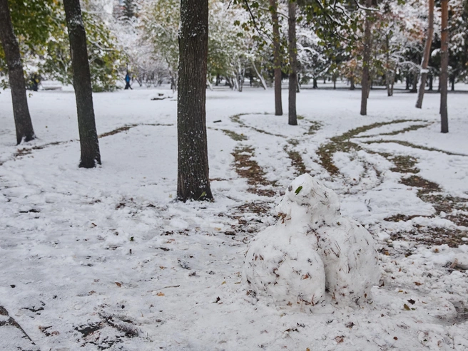 Часть снеговиков уже быстро тает.