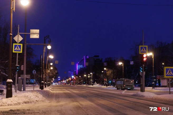 Практически пустая улица Республики | Источник: Ирина Шарова / 72.RU