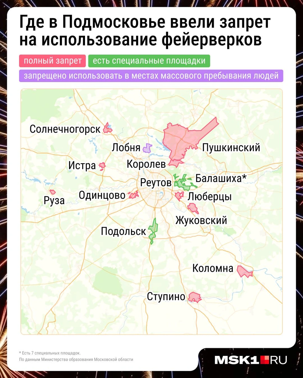 Власти семи городских округов полностью запретили запускать салюты на новогодних праздниках | Источник: Евгения Бикунова / Городские медиа