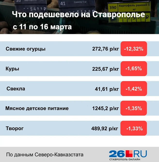 Статистика цен на продукты | Источник: Дарья Гранкина / 26.RU