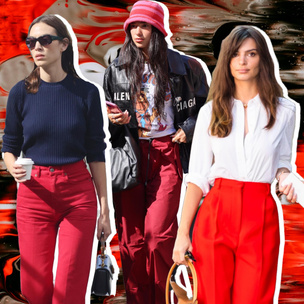 Ярко, смело и свежо: красные брюки — тренд 2024, который носят уже все модные селебрити