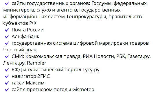 Эти сайты вошли во второй этап включения в «белый список» | Источник: mintsifry / t.me