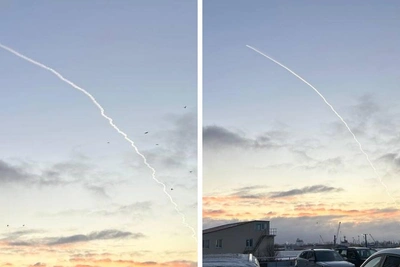 Над Архангельском сняли необычный след в небе