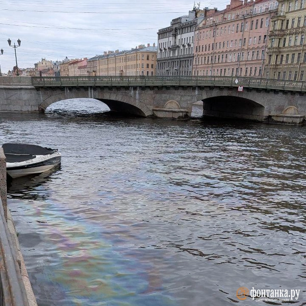 Петербуржцы заметили на Фонтанке большой маслянистый шрам | Источник: читатель «Фонтанки» Дмитрий