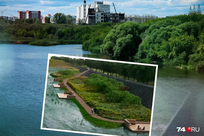 У воды планируют возвести высокую подпорную стену, а уже потом провести благоустройство | Источник: Наталья Лапцевич, zakupki.gov.ru, Семен Казьмин (коллаж)