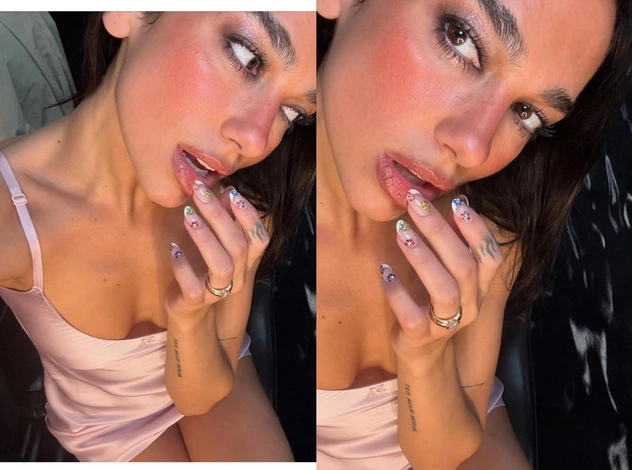 Маникюр со стразами, как у Дуа Липы — дизайн для тех, кто уже скучает по лету