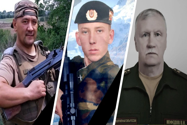 Погибшие в СВО жители Полеводинского Караман Мухамбеткалиев, Базарного Карабулака Максима Лютаренко и Вольска Владимира Нефедова | Источник: Иван Лялин / Telegram, Вестник района / Telegram, Сергей Сафонов Zа Вольский район / Telegram