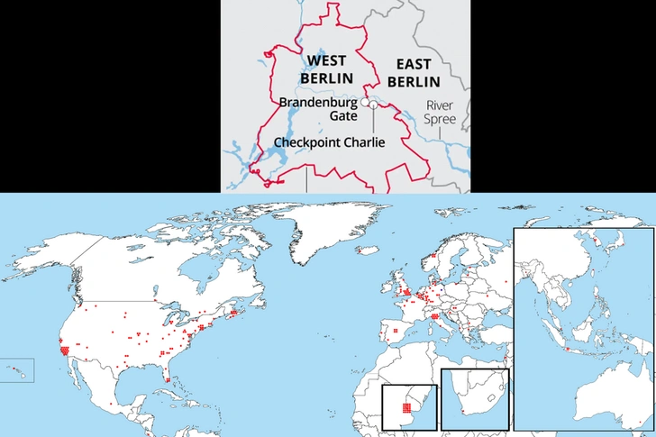Карта: места в мире, где хранятся остатки Берлинской стены
