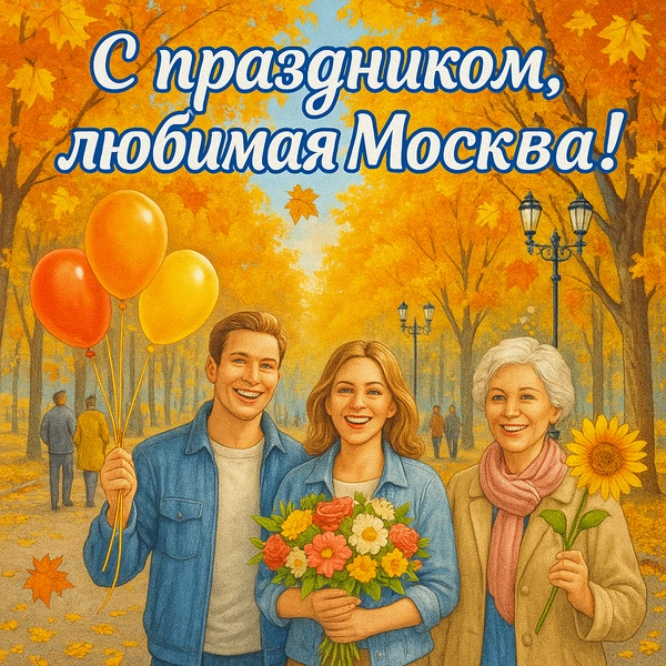 день города москва, день города москва 2025, день города москва 2025 какого числа, салют на дне города москва, открытка с днем города, скачать открытку с днем города, с днем города открытки красивые, открытка с днем города москвы | Источник: theDay/DALL-E