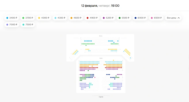 Билеты стоят в диапазоне от 3400 до 7500 | Источник: «Яндекс.Афиша»