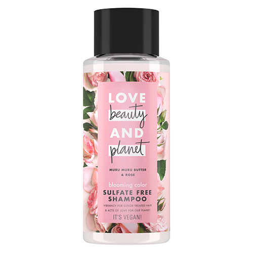 Шампунь для волос `LOVE BEAUTY AND PLANET` MURU MURU BUTTER & ROSE Цветущий цвет (бессульфатный с маслом мурумуру и розой) 400 мл купить в  интернет-магазине косметики 'Подружка', артикул 172070