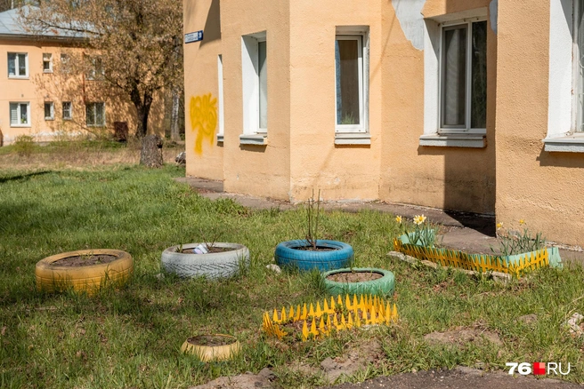 У некоторых домов есть палисадники или самодельные клумбы | Источник: Александр Куренной / 76.RU