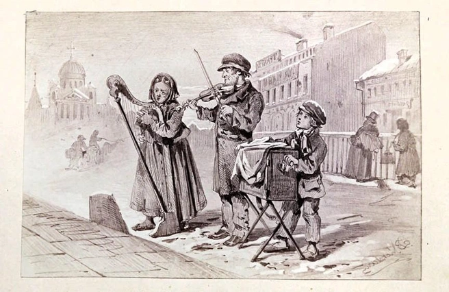 Гравюра Владимира Егоровича Маковского к книге Владимира Одоевского «Сказки и сочинения для детей с 14 картинками, рис. В. Е. Маковским и грав. на дереве Ю. Э. Конденом» (Москва, 1871) | Источник: Мария Говтвань / РГБ (фото гравюры)